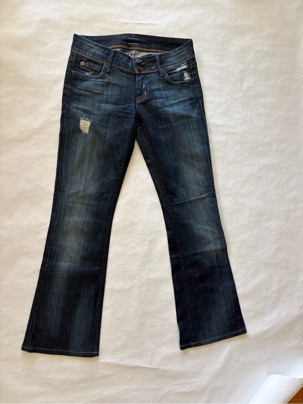 Hudson Jeans Dark Blue Distressed Flare Jeans